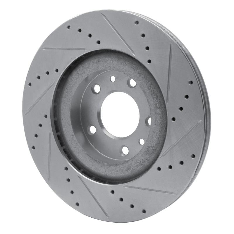 Mazda RX-8 Brake Rotor (1) - Front Left - R1 Concepts - Drilled & Slotted - Silver - `04-`11